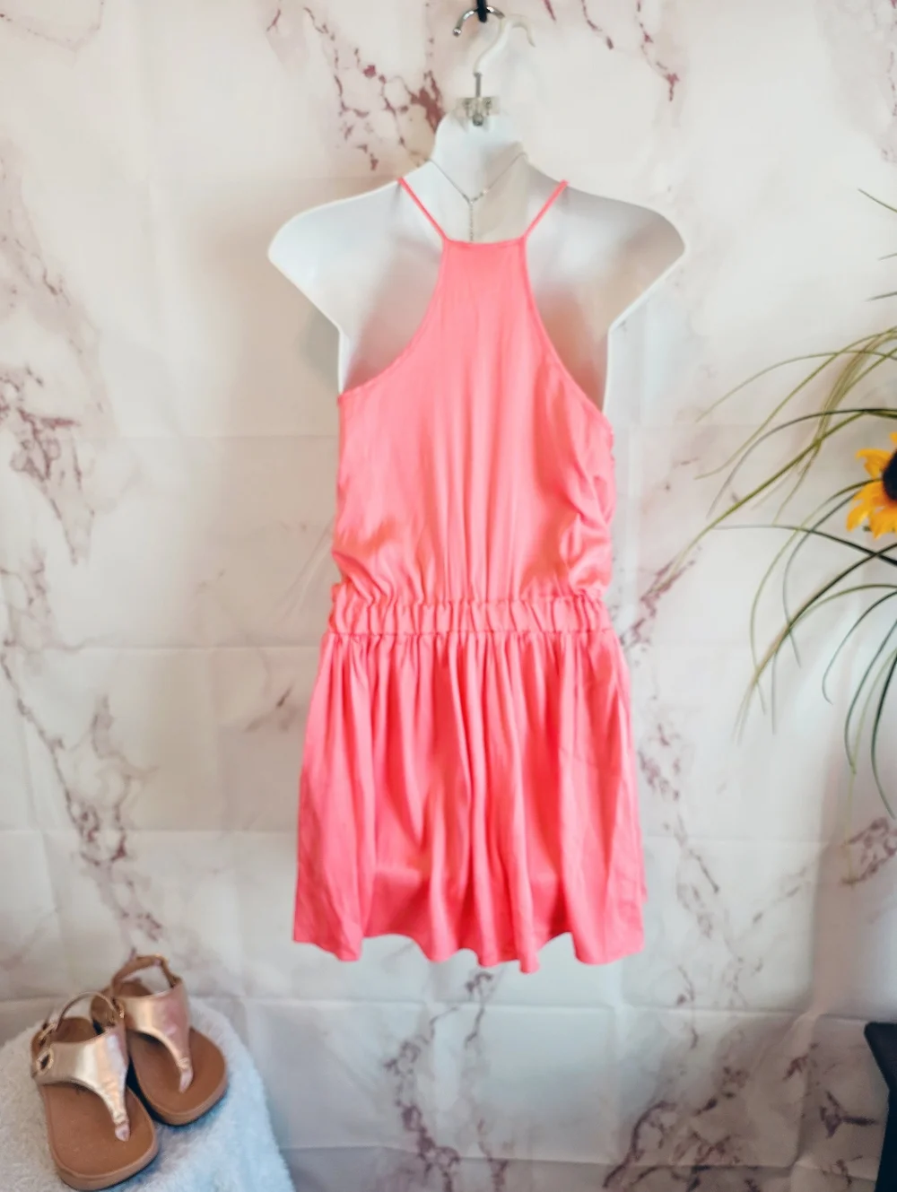 Milly of New York Silk Romper Coral Elastic Waist Shorts Small - Picture 5 of 7